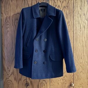 J. Crew Men’s Double Breasted Navy Herringbone Dock Peacoat